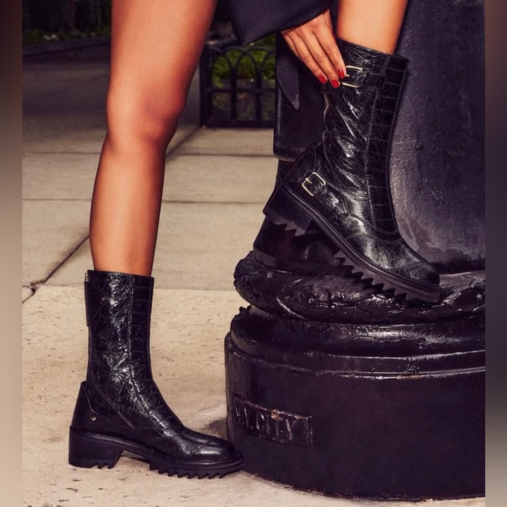 Tamara Mellon Wanderer Patent Leather Boots 38
